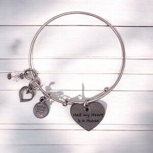 Chubby Chico Charms Silver Heart In Heaven Bangle With Sentimental Charms